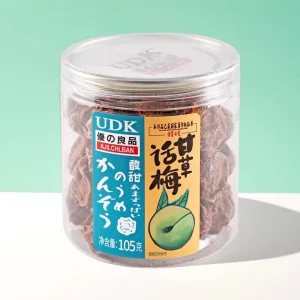 Manufacturer Direct Supply UDK 105g Licorice Plum Dried Fruit Liangguo Preserved Fruit 24 Cans 12 Months Made