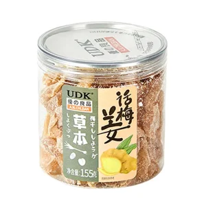 Manufacturer Direct Supply Youzhiliangpin UDK Plum flavored Ginger Strips 155g Canned Dried Fruit Liangguo Preserved Fruit 12