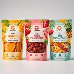 Manufacturer Supply Dried Fruit Pouch with Window for Mixed Tropical Fruit Rich in Vitamin C Doypack 100g 3.5oz