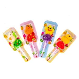 Manufacturers Halal Certified Heartwarming Cartoon Shape Lollipop Fruity Flavor Gummy Candy
