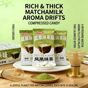 Matcha Flavor Milk Tablet Candy Crispy Chewy Hard Candy Kids Leisure Snack