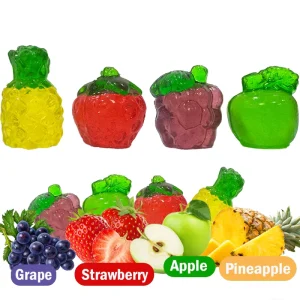 Mini 3D 4D Fruit Shape Gummy Candies Strawberry Pineapple Grape Apple Shaped Assorted Chewy Gummy Candy