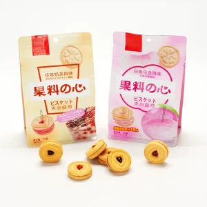 Mini Cookie Sandwich 2 Flavors Baked Biscuits Sugar Jam Filled Heart of Fruits for Children Sweet Taste Packaged Bag