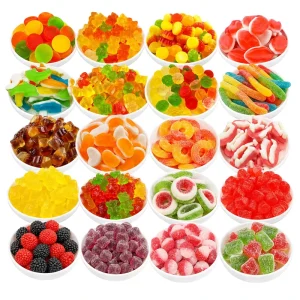 Mixed Fruit Gummy Candy Assorted Shapes Sour Sweet Sanded Halal Custom OEM Private Label TIK TOK Bulk Bag