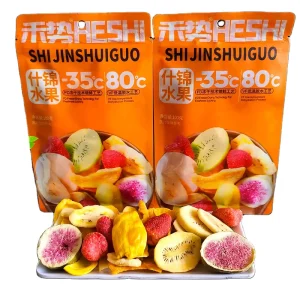 Mixed Fruit Snacks Including Figs Bananas and Strawberry Dried Fruit in a Bag