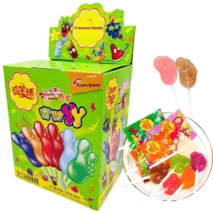 Multi Fruit Flavor Foot Lollipop 60 Pieces Per Box Children Hard Candy Bulk Supply
