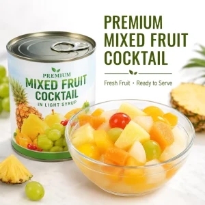 Multi Fruits Formula Canned Mixed Fruit Cocktail Custom Sugar Concentration Water Ratio for Food Processing Factory