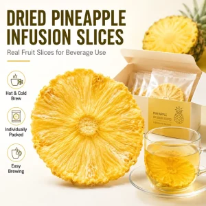 Natural Sugar Free Non GMO Premium Detox Water Fruit Infusion Garnish Healthy Tea Blend Bulk FD Pineapple Slices 18 Slices Box