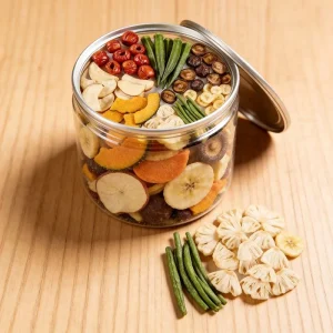 No Browning VF Fruit Veggie Chips 21 Oz Apple Banana Pineapple Mix Hard Ready to Eat Vegetable Fruit Hahal Snack Glass Jar