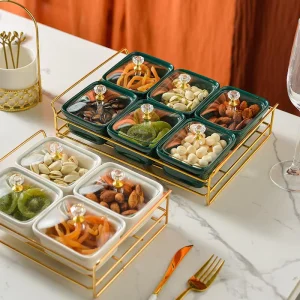 Nordic Style Plastic Dried Fruit Trays Luxury Snack Tray Decoration Serving Tray With Lid for Household Hotel Restaurant