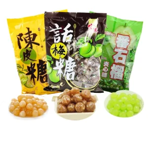 Nostalgic Sour Sweet Tangerine Peel Guava Plum Hard Candy 355g Bag Coated for Weddings Whole Box Decorations Halal