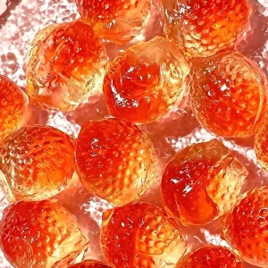 OEM 3D Fruit Shape Crystal Burst Juice Gummy Candy Jam Filled Chewy Soft Candy Halal Sweets Individually Wrapped