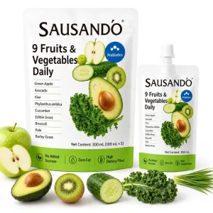 OEM 9 Fruits Vegetables Juice Drink with Prebiotics High Fiber Green Superfood Detox Gut Health Daily Nutrition Private Label