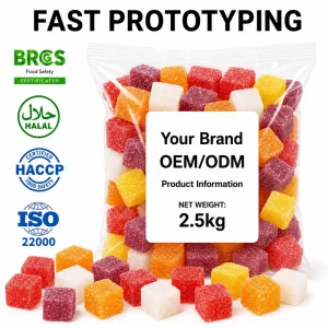 OEM Custom Halal Sour Fruit Gummy Candy Bulk Snack Confectionery Manufacturer Factory