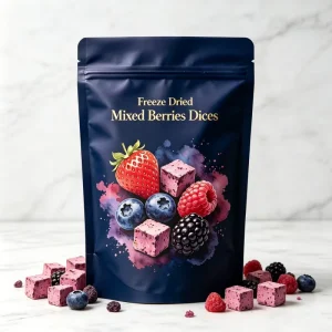OEM Freeze Dried Fruit Mix Crisps Raspberries Cranberries Strawberries Blueberries Freeze Dried Mix Berries Dices 100g Packing