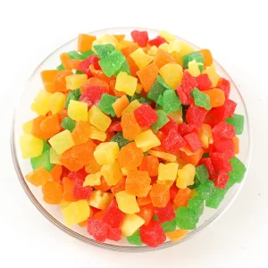 OEM Fruit Flavor Candy Various Tastes Fruit Soft Sweets Gummy Diced Papaya Fruit Snacks