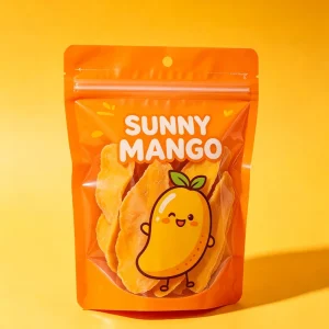 OEM Fruit Snack Packaging Bag Resealable Stand up Plastic Pouch with Transparent Window for Dried Mango Slices