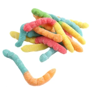 OEM Halal Sour Worm Soft Jelly Sweet Candy Multi Colored Mixed Fruit Bulk Gummy Candy