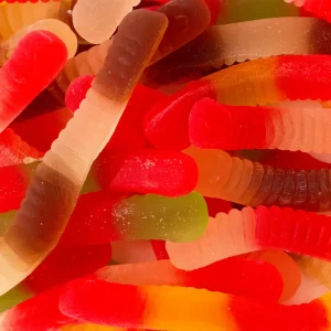 OEM ODM Bulk Fruity Worm Jelly Gummies Sweet Soft Chewy Candy Multi Colored Cartoon shaped Bag Guangdong 18 Months