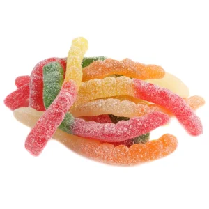 OEM ODM Bulk Multi Colored Fruity Sour Stick Worm Shaped Chewy Gummy Jelly Candy