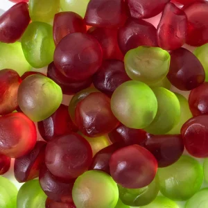 OEM ODM Bulk Peeled Grape Gummies Sweet Fruity Flavors Multi Colored Cartoon Shape Soft Jelly Candy Bag Packaging 12