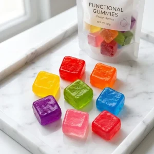 OEM ODM Custom Functional Gummies Square Sour Coated Gummy Candies Multi Fruit Flavors Sweet Sour Soft Sugar Kids Snack