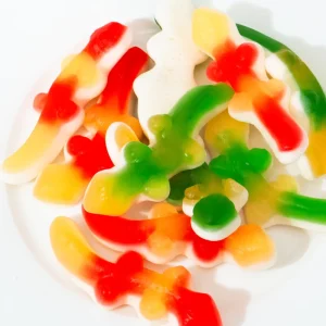 OEM ODM Factory Bulk Chewy Fruit Juice Jelly Gummies Gecko Shape Sweets Candy Fruity Multi Colored Bag