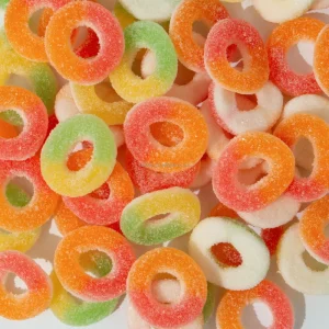 OEM ODM Factory Bulk Sour Sweet Gummy Ring Circular Shape Mixed Flavors Fruit Juice Soft Gummy Candy Confectionery