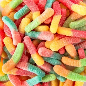 OEM ODM Factory Sour Gummy Worms Candy Multi Colored Cartoon Shaped Fruity Flavored Soft Bulk Candy