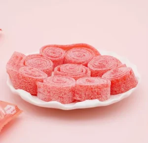 OEM ODM Fruit Flavored Acid Candy Bulk Fruit Taste Roll Acid Powder Strawberry Flavored Licorice Soft Candy