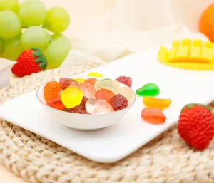 OEM ODM Fruit Flavored Gummy Candy Sweet Strawberry Grape Apple Sour Multi Colored Assorted Shapes Gummy Candy