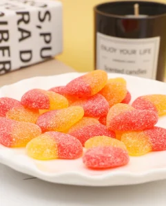 OEM ODM Manufacturer Peach Juice Sweet Sour Heart Shaped Candies Bulk Custom Packaging