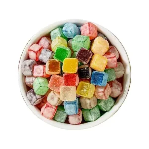 OEM Sour Coated Mini Cube Gummy Candy Multi Fruity Flavor Soft Chewy Sweets Halal Certified Bulk Casual Snacks