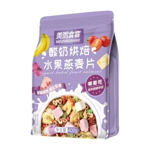 Oem odm Factory Direct Sales yogurt Fruit Grain Freeze dried Strawberry Cereal Baked Oatmeal 400g Bag Invited Agent
