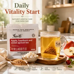 Organic Blended 200g Apple Hawthorn Sweet Apricot Herbal Tea 10 Bags Metabolic Support Dried Fruit Mix Wellness