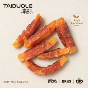 Organic Dog Treats Chicken & Duck Wrapped Sweet Potato High Protein Dried Treats With Vitamins & Minerals