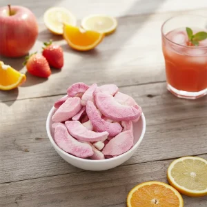 Organic Health Freeze Dried Hard Sweet Peach Slices Snacks Ready to Eat Aluminum Foil Bag Bulk Packaging FD Process 18 Month