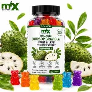 Organic Soursop (Graviola) Fruit & Leaf Extract Gummies with Vitamin C & Zinc Vegan Immune Support Dietary Supplement