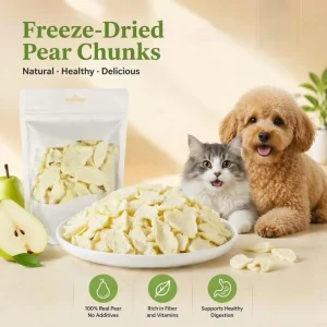 Organic Sugar Free Crispy Fruit Chips Pure Natural Dog Treats Vegan Freeze Dried Snow Pear Slices for Puppies & Kittens