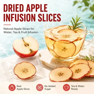 Organic Sugar Free Fuji Apple Rings 3-5mm Thick Grade Bulk Natural Healthy Snacks Pure Dried Low Moisture 24-Month