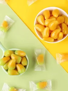 Peeling Fruit Multi-Colored Ball Shape Fruity Gummy Candy in Bag for Adults & Kids with 65% Juice Content and Sweet Taste