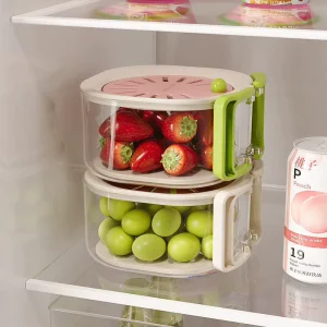 Plastic Colander Strainer with Adjustable Vent Lid 2 in 1 Dishwasher Safe Draining Preservation Basket Fruit Washing Bowl
