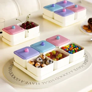 Plastic Compartmented Candy Snack Dried Fruit Storage Box with Sealed Food Grade Divided Lid for Kitchen Use