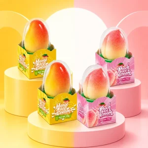 Popular 3D Mango Peach Ice Cream Individually Packed Frozen Dessert for Supermarkets
