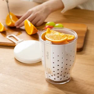 Portable Sealed Salad Vegetable Cup with Drain Fork Double-layer Fruit Storage Container for Camping Car Picnic Travel