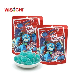 Premium 50g Vegan Monster Design Pectin Sour Multi color Blueberry Soft Gummy Candy for Supermarkets