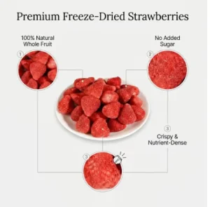 Premium Freeze Dried Whole Strawberries 100% Natural Crispy Fruit Snacks Bulk Healthy Berries for Cereal