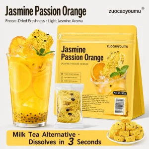 Premium Gold Jasmine Passion Orange Flavor Tea Cubes FD Freeze Dried Fruit Tea Block Milk Tea Alternative 85g