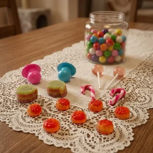 Premium Holiday Candy Gift Pack Stocking Shaped Treat Bag with Ring Pop Lollipop and Sour Gummy Rolls for Christmas
