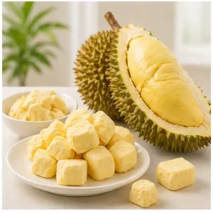Premium OEM Freeze Dried Durian Monthong Cubes 100% Natural FD Durian Fruit Snacks No Added Sugar Private Label